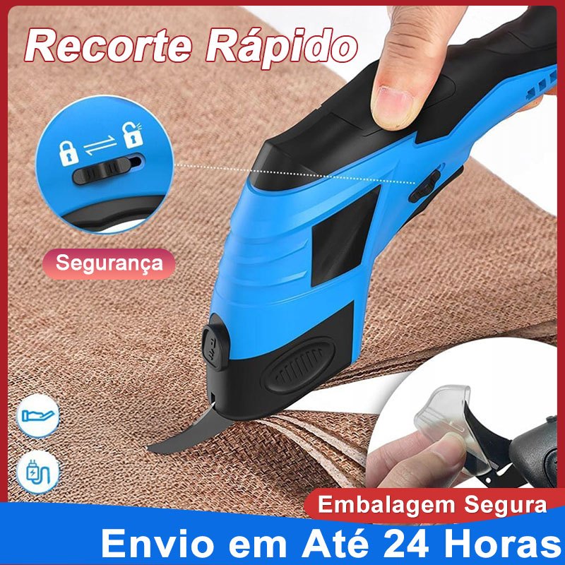 Tesoura Elétrica Corte Rápido Tecidos USB Recarregável Bivolt