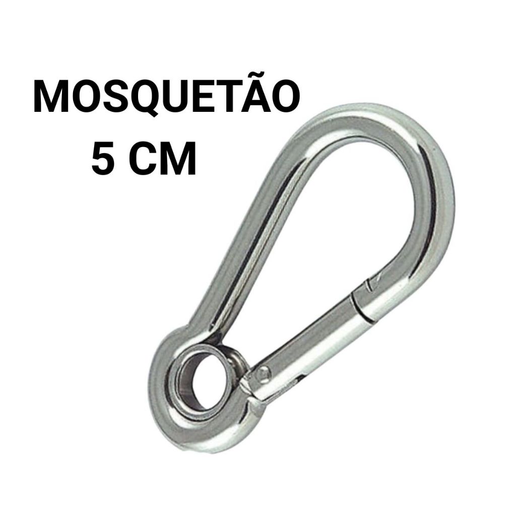 Kit 10 Mosquetão Aço Carbono 5cm 5x50 Trava Simples Suporta 100kg Com Olhal