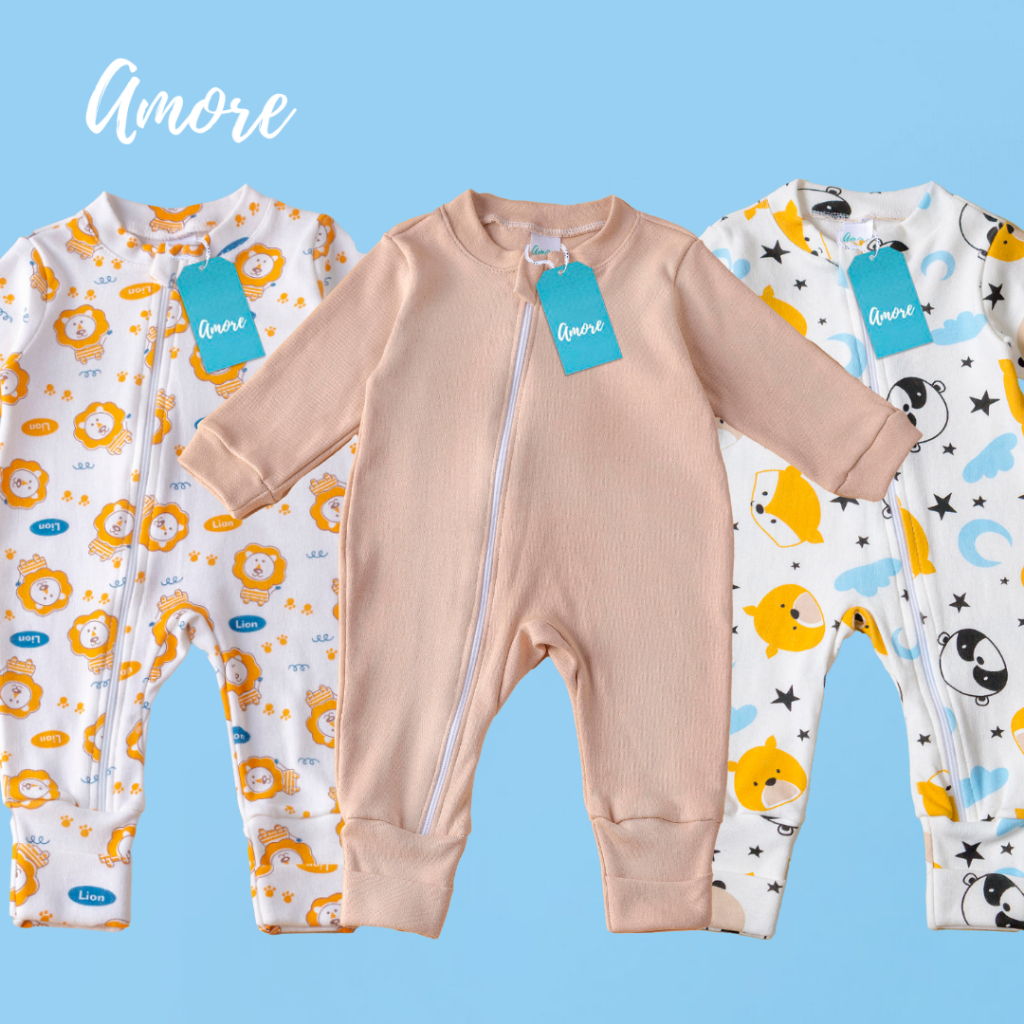 Kit 3 Macacão Bebê Amore Leãozinho Vira Pe 100% Algodão