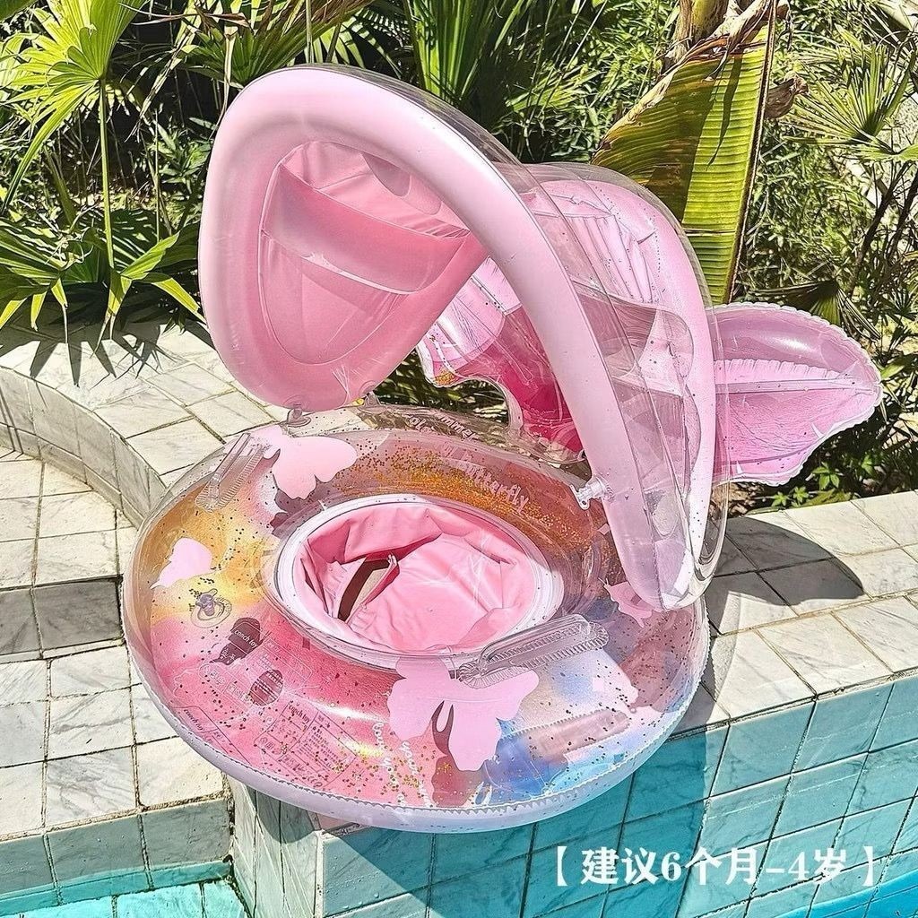 Boia Inflável para Bebê com Cobertura – Bote com Assento e Guarda-Sol