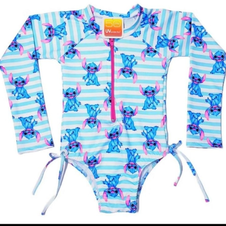 Maiô Natação Infantil, feminino Biquíni Manga longa Proteção Solar Uv moda em tendencia