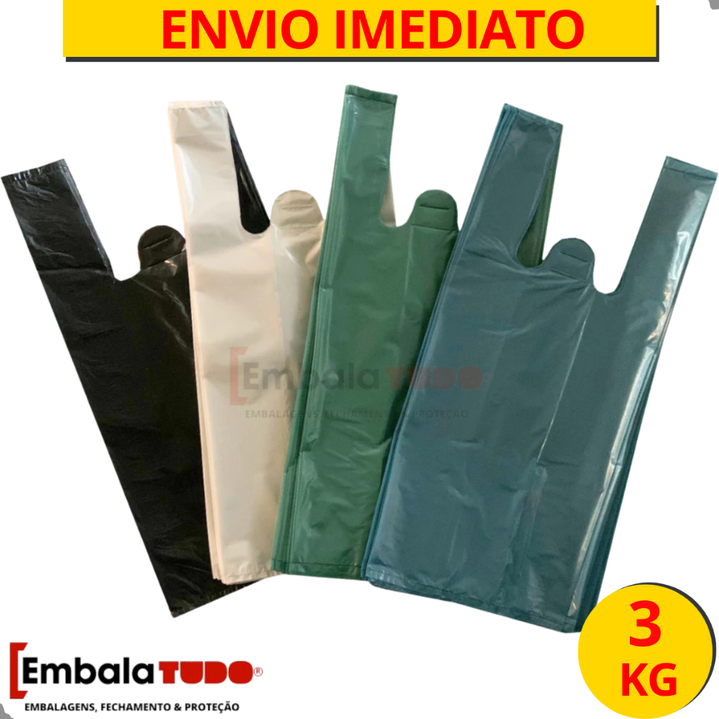Sacola Plástica Reforçada 3KG para Mercado 30x40 / 40x50 / 50x60 / 60x80 / 80x100