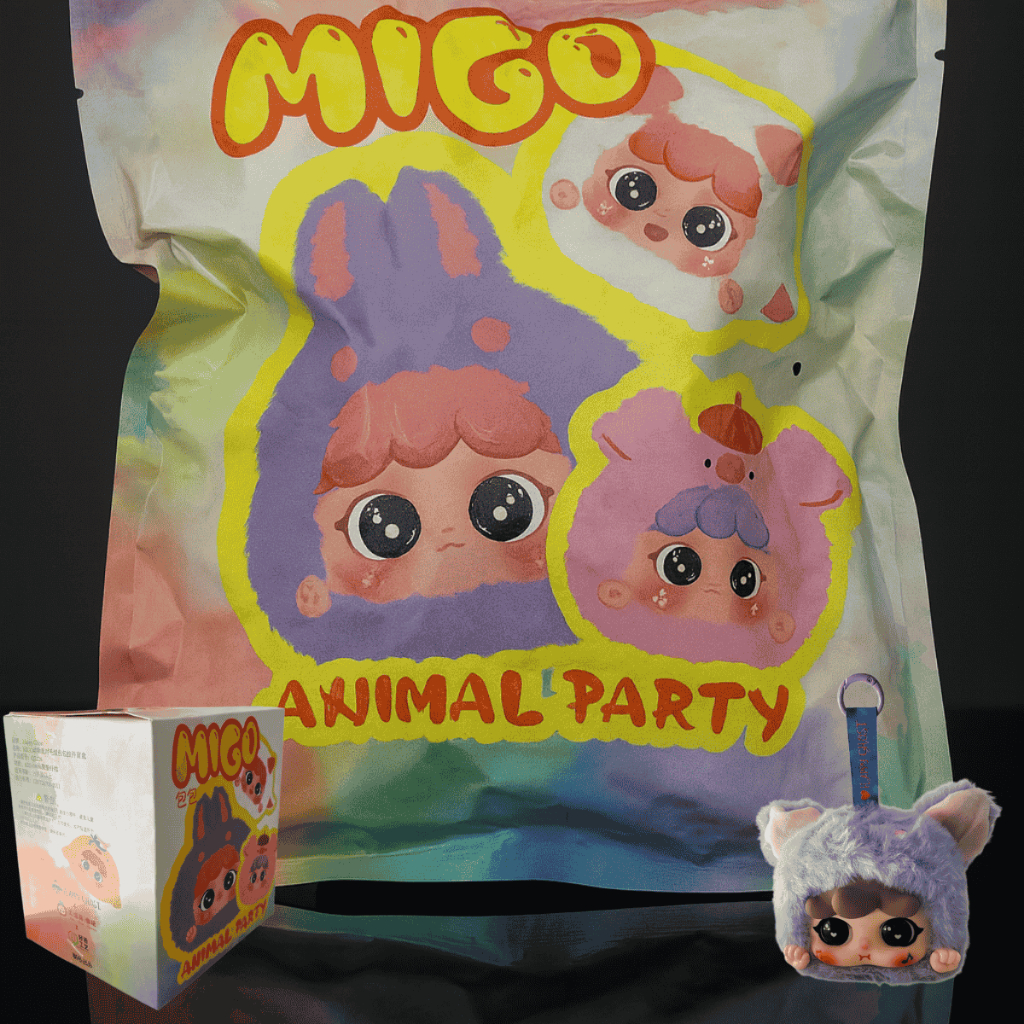 Chaveiro Pelúcia Surpresa MIGO – Animal Party | Bolsa Mini Pouch Fofo | Super Macio