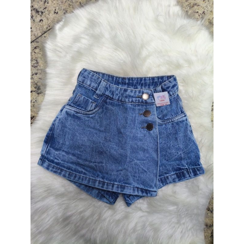 Short Saia Jeans Marmorizada infantil e juvenil