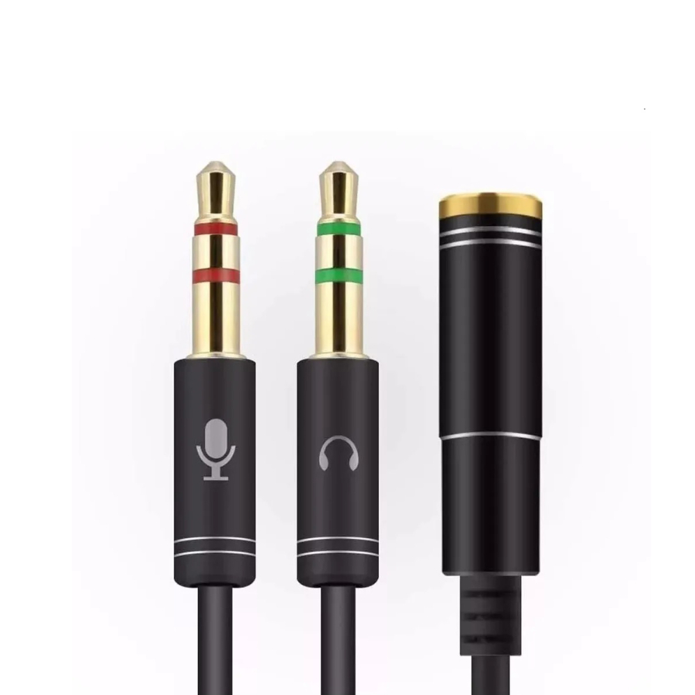 Cabo Adaptador P3 para 2 P2 Áudio e Microfone Fone Headset PC Notebook 18cm