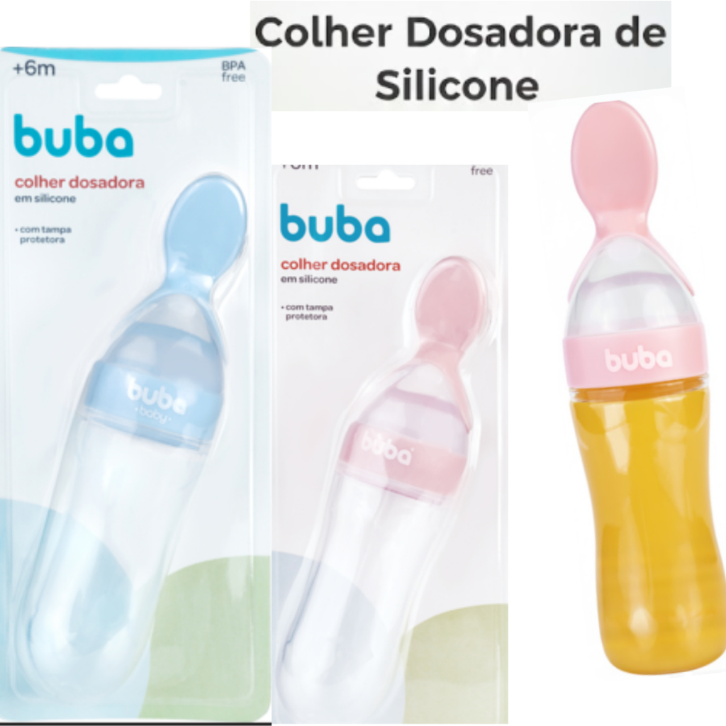 COLHER DOSADORA EM SILICONE COM VENTOSA ALIMENTAÇÃO PAPINHA BUBA 90ml