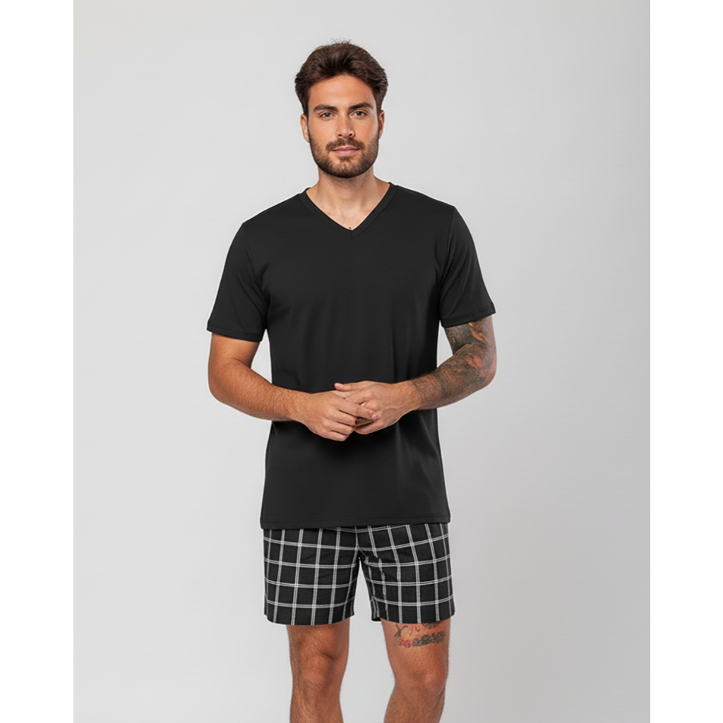 SUPER LIQUIDAÇÃO Pijama Masculino Verão Suede | Macio, Fresco e Confortável