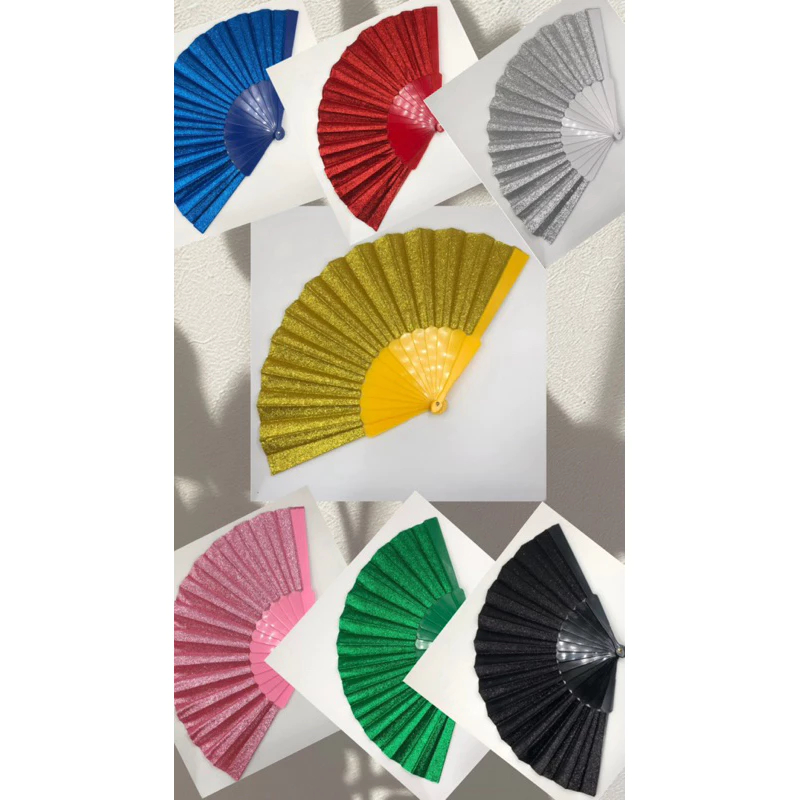 Kit 6/12 leque estiloso com glitter perfeito para todas as ocasiões