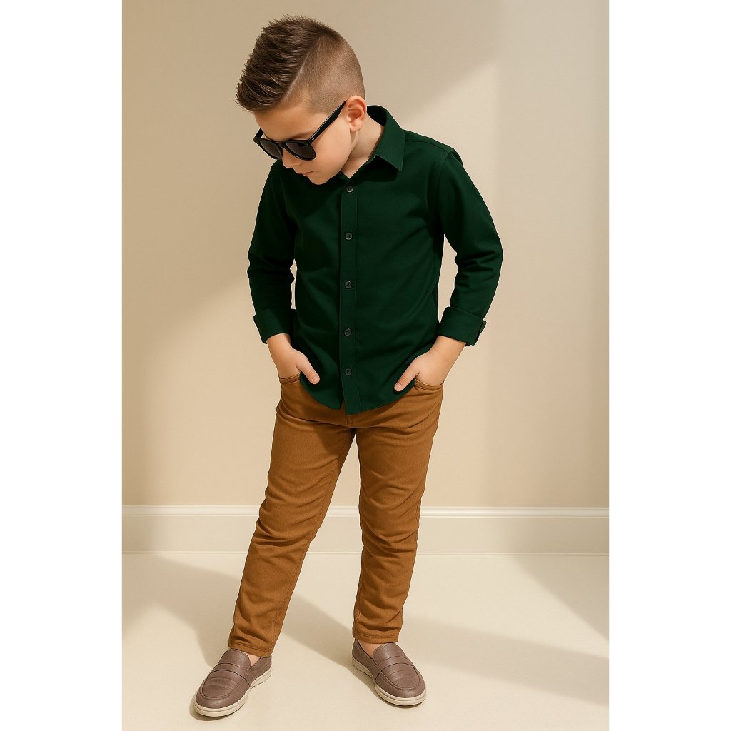 Camisa Manga Longa Social Infantil Masculina Manga Curta Algodão