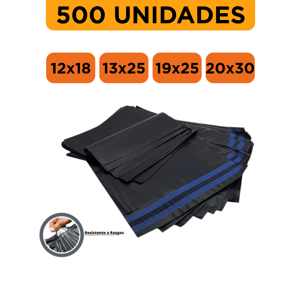 Kit 500 Unidades Envelope de Envio Saco de Envio Cinza Embalagem 12x18 13x25 19x25 20x30