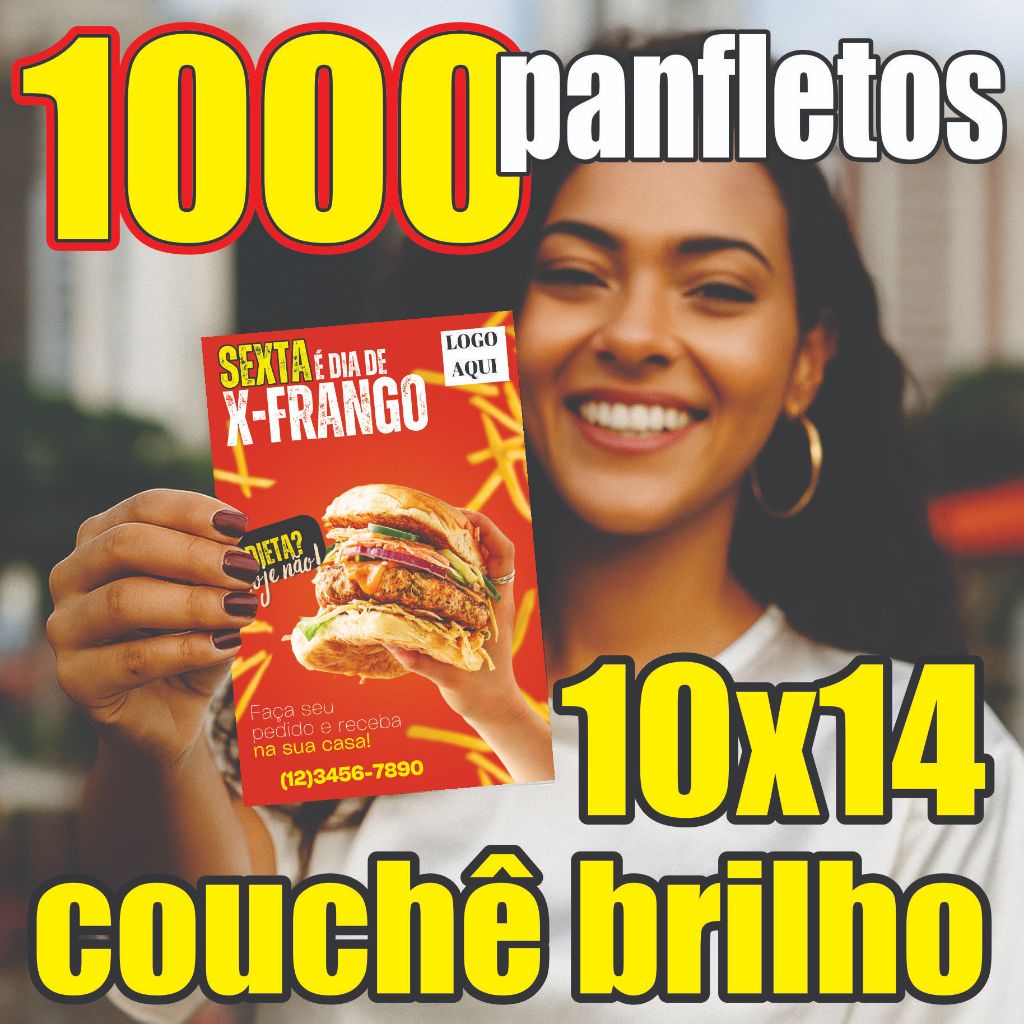 1000 Panfletos 10x14cm Couchê Brilho 90g