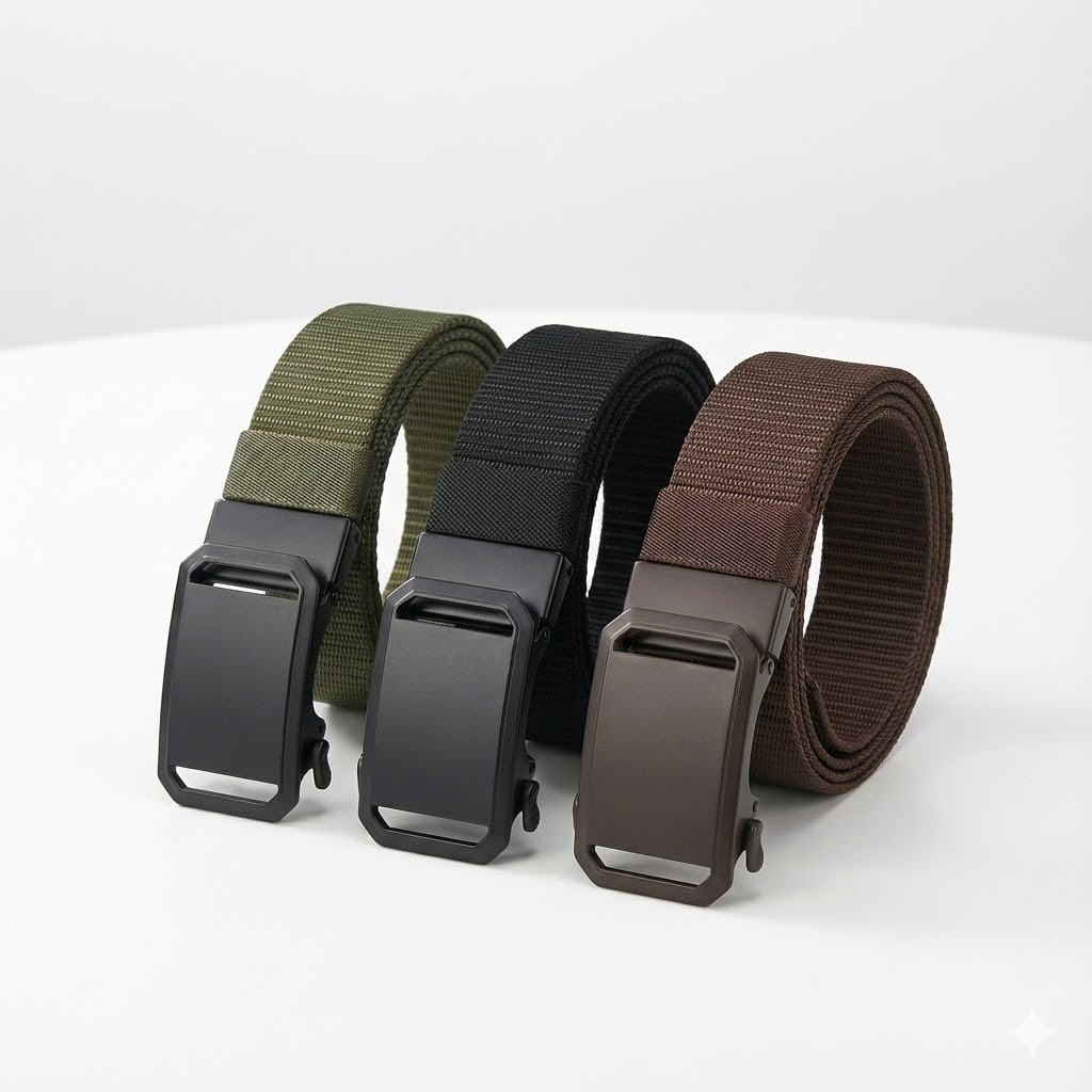 Cinto Tático de Nylon com Fivela Automática Casual Funcional Masculina para Estudantes E Uso Diário