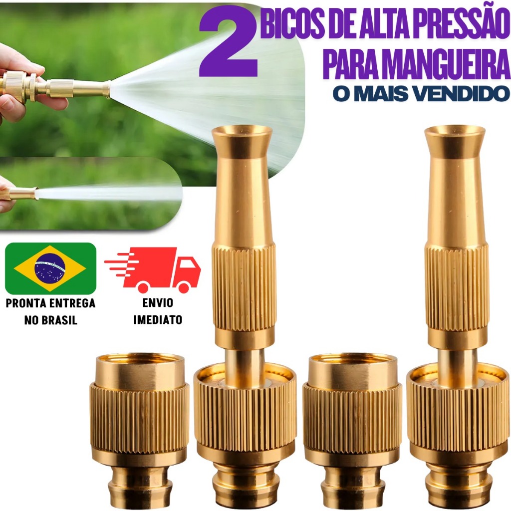 Bico de mangueira Bocal Esguicho de Mangueira Regar Alta Pressão Limpeza Lavagem Quintal