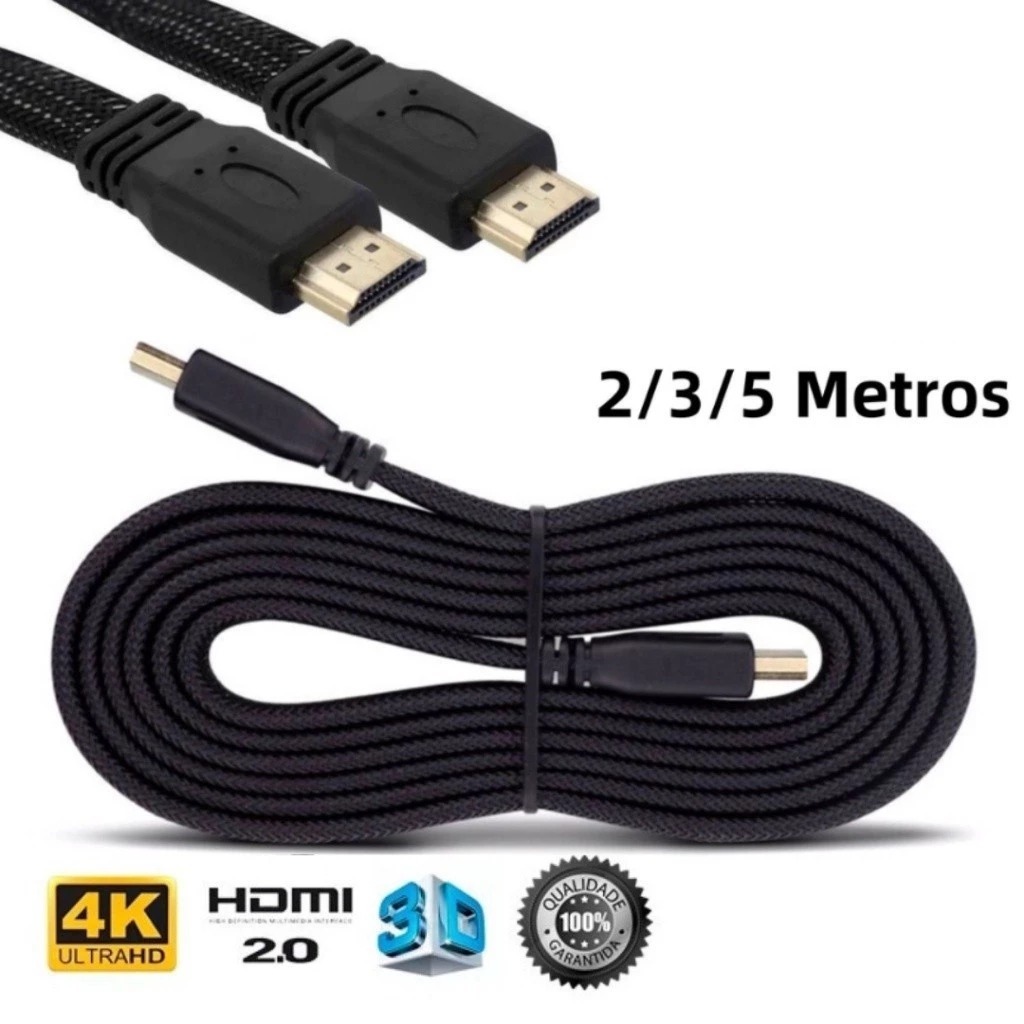 Cabo Hdmi HdTV Full Hd 4K 3D Alta definição Resolução 1/2/3/5 Metros