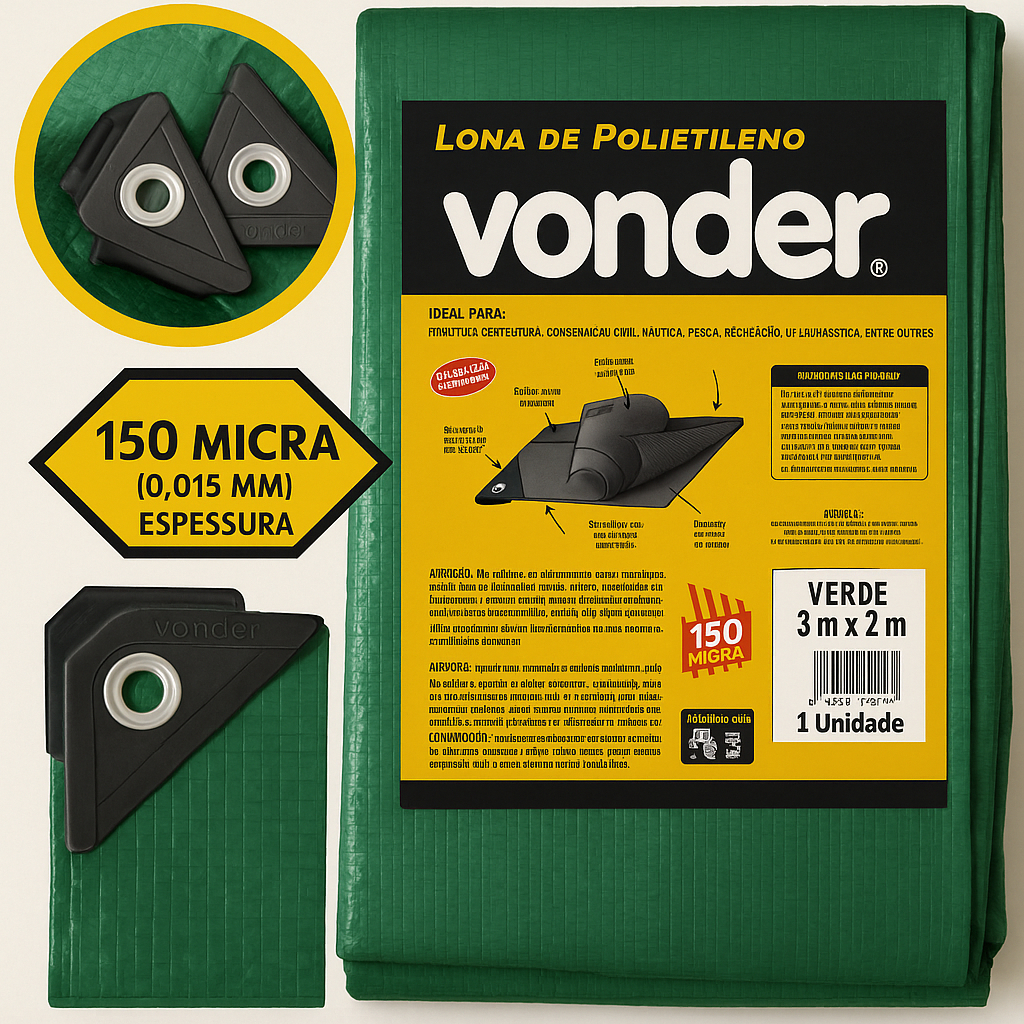 Lona de polietileno verde 3 m x 2 m - Vonder