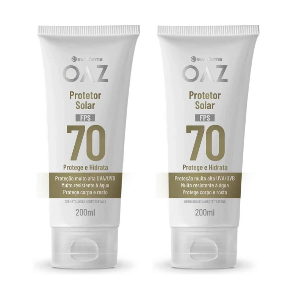 Kit com 2 Protetores Solar OAZ FPS70 Protege e Hidrata