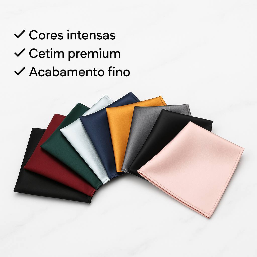 Lenço de Bolso Acetinado 25x25cm Pocket Square p/Terno/Blazer/Paletó| Festa Casamento/Noivo/Padrinho/Formatura| + Cores
