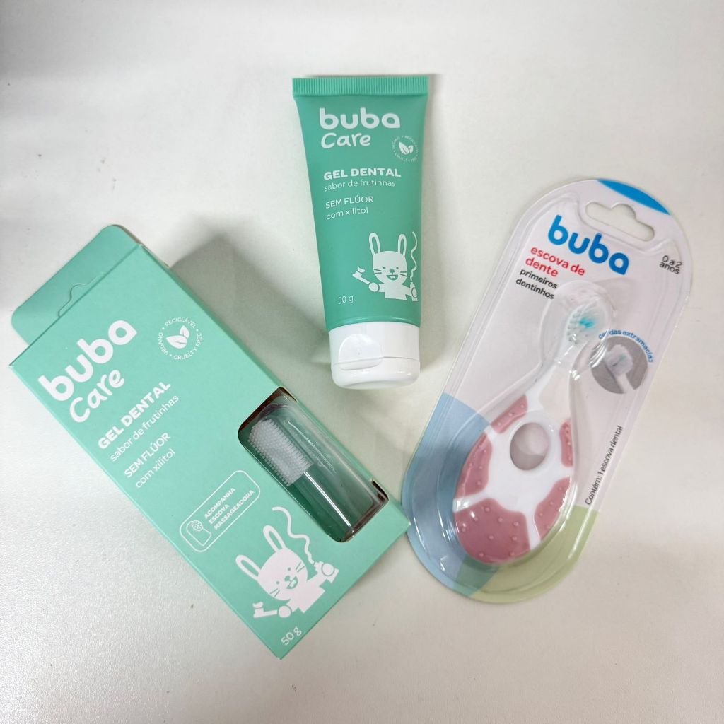 Gel Dental Escovinha de Dente Higiene Bucal Bebê Escova Dente Rosa Azul Primeiros Dentinhos