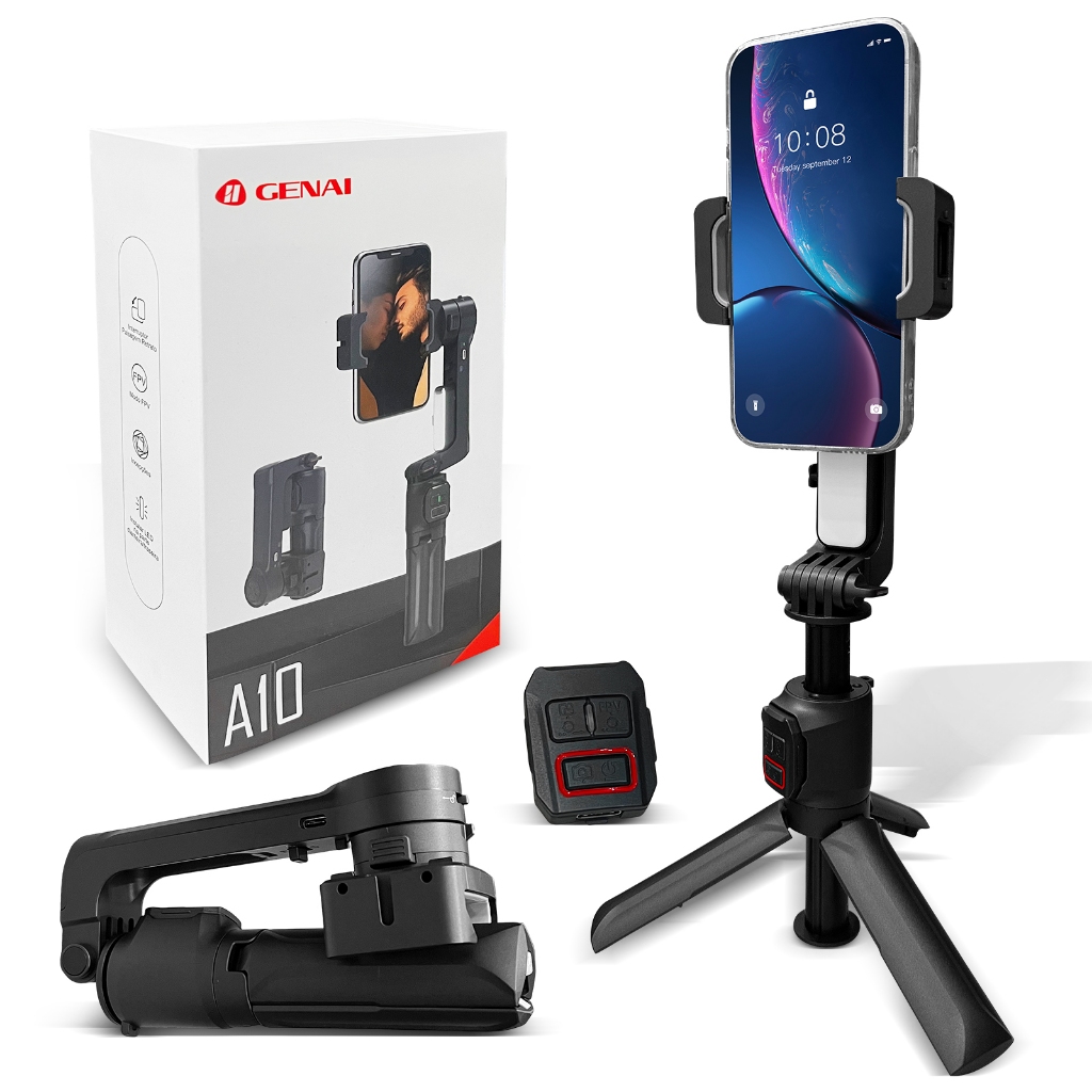 Estabilizador Gimbal Profissional 3 Eixos Alta Capacidade Tripé e Luz LED - 360° Estabilizador