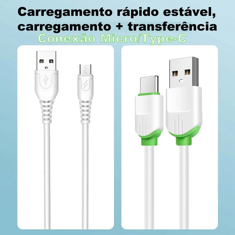 Kit 10 Cabo USB-Micro Carregamento Rápido 3.0A & Data Sync, Chip Inteligente