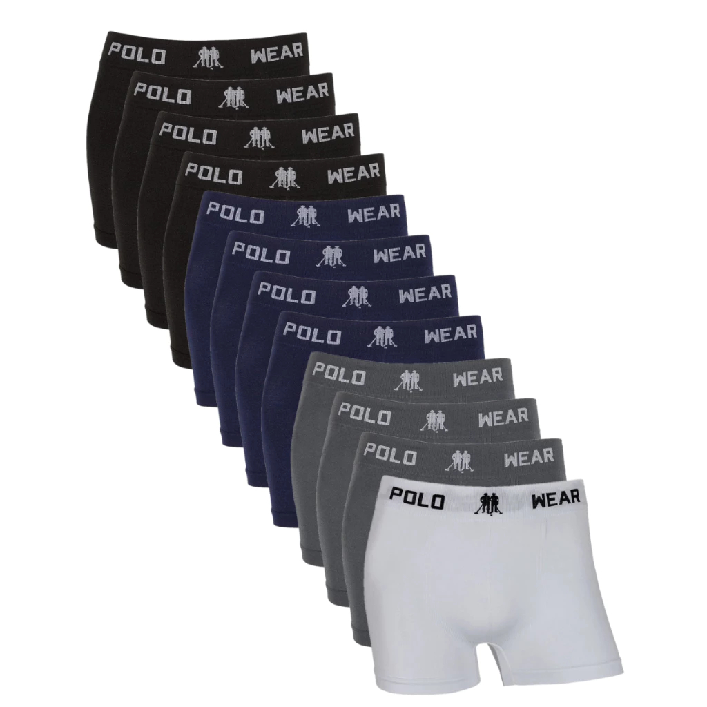 Kit Com 12 Cuecas Boxer Infantil Menino Polo Wear Original