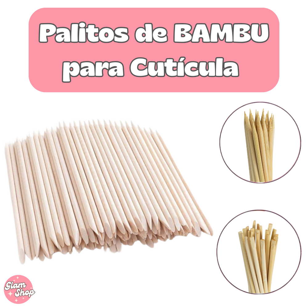 Palito para Cutícula de BAMBU para Manicure e pedicure Clinica de Estética