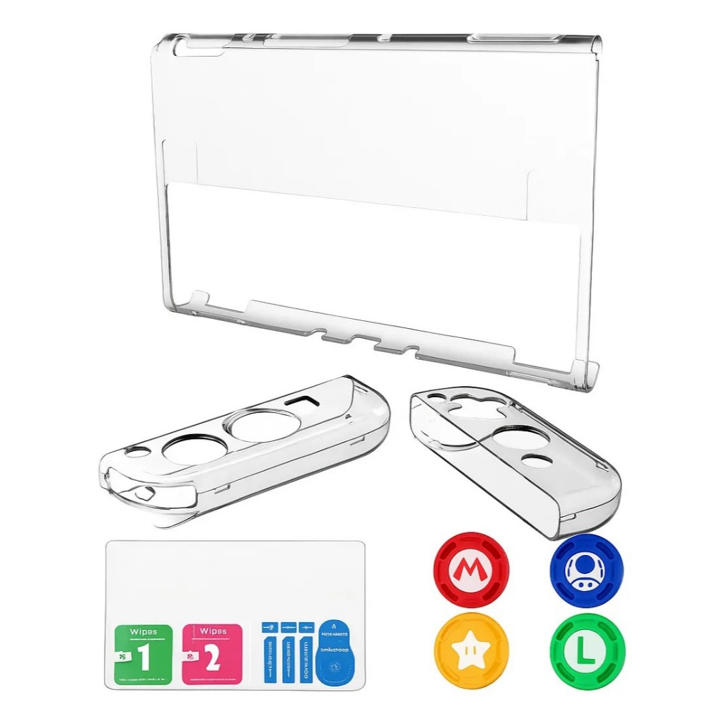 Kit Capa Protetora Cristal Transparente Para Nintendo Switch Oled