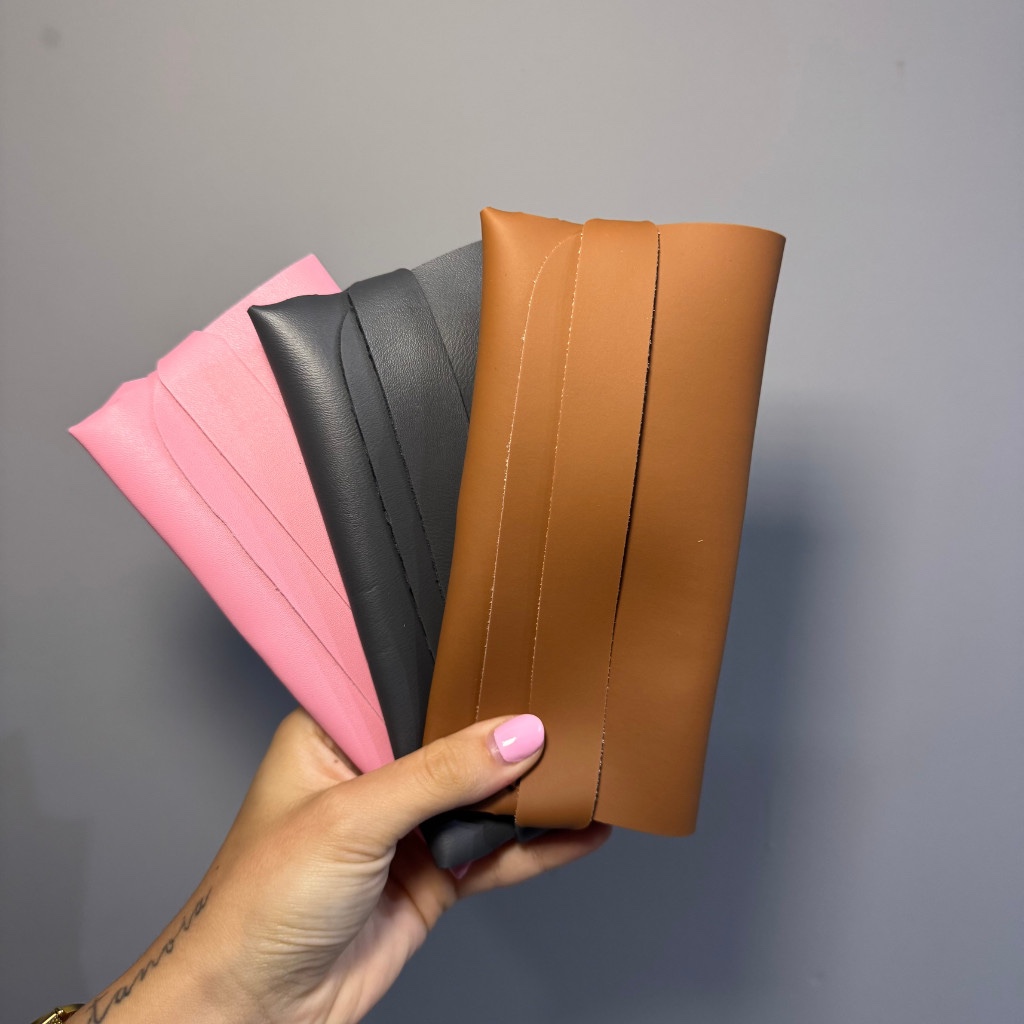 Kit C/30 Estojo para Óculos de Sol Couro Sintético Ecológico com Flanela Porta Óculos Case