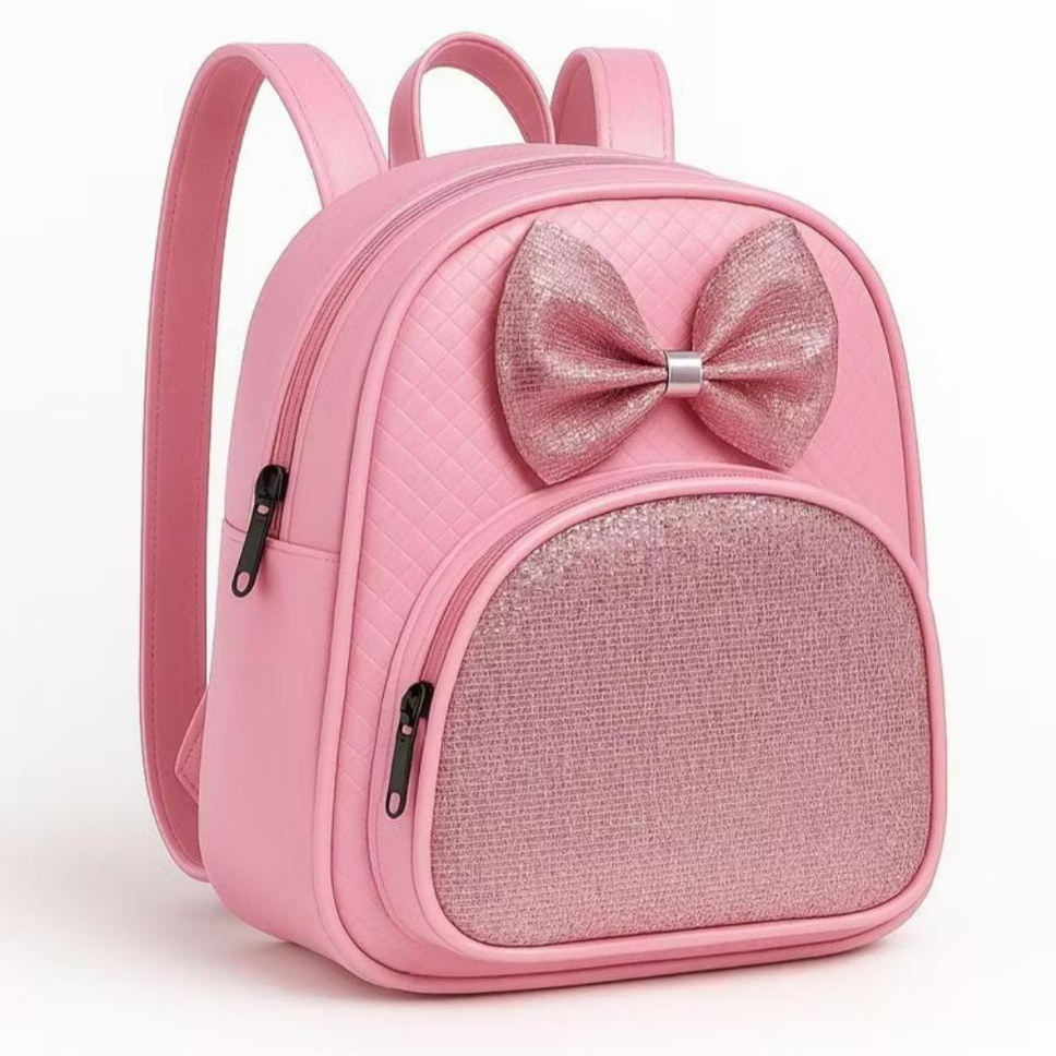 Mochila Infantil Feminina com Laço Glitter Luxo Brilhante para Escola Creche Passeio Leve e Linda