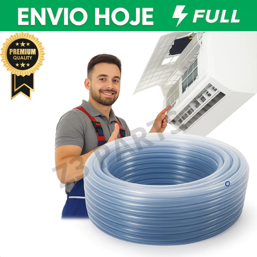 Mangueira Para Dreno De Ar Condicionado PVC Transparente Cristal 1/2 Elgin Gree LG Consul Springer Carrier