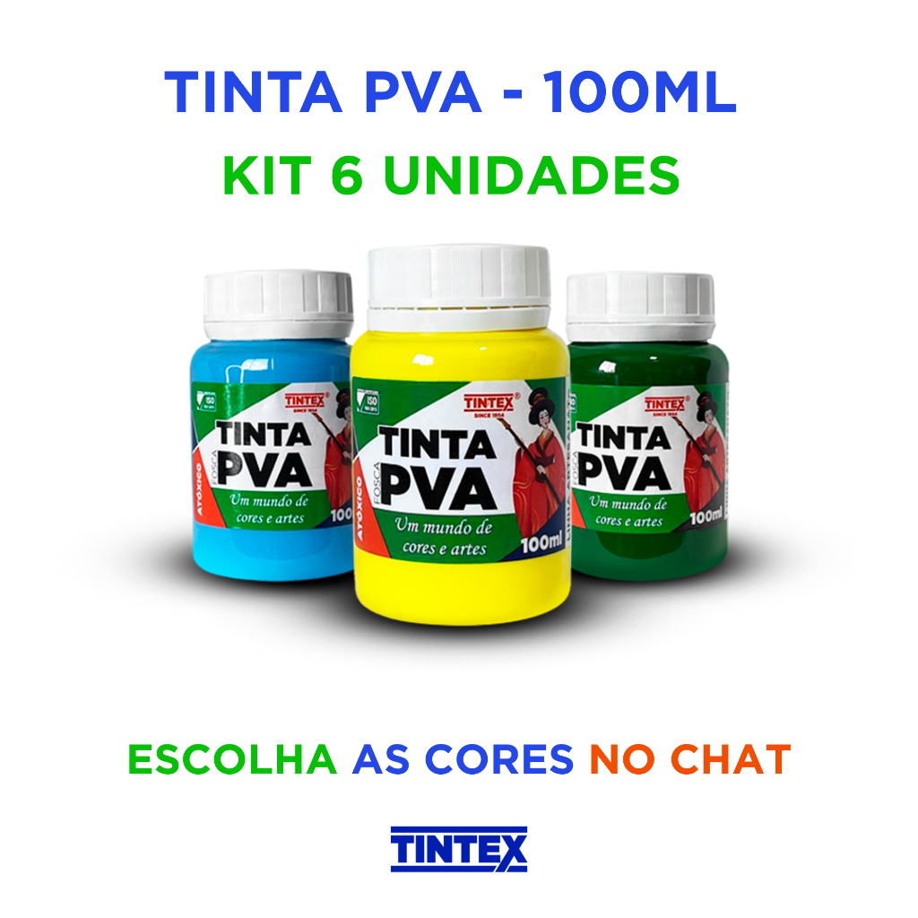Kit c/ 6 Tinta PVA Fosca 100ml - TINTEX [Escolha a cor pelo chat]