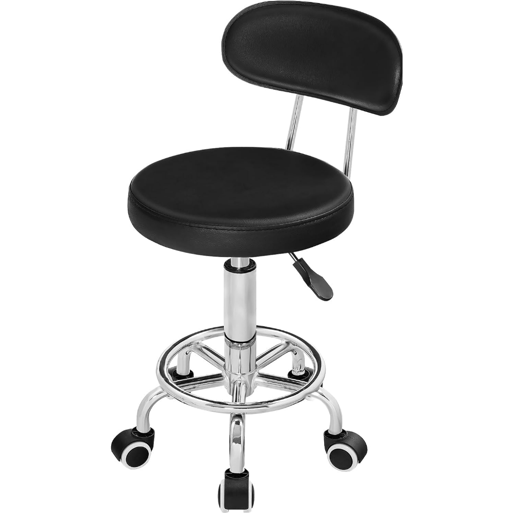 Cadeira Pop Mocho Com Encosto Giratório Massagista Manicure Plus Evolux