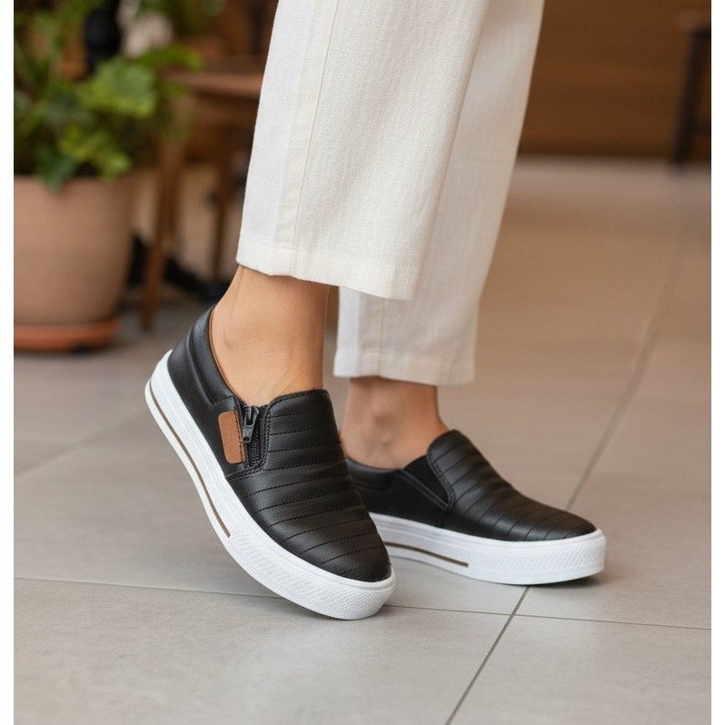 Slip On Feminino Super Confortável e Leve – Tênis/Sapatilha Macio, Antiderrapante, Fácil de Calçar, Disponível em Várias