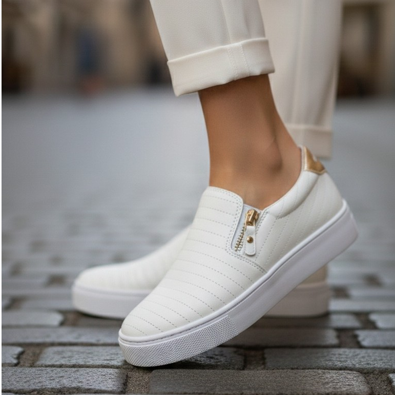 Tênis Slip On Feminino Casual Conforto Máximo – Modelo Leve, Flexível e Macio, Ideal para o Dia a Dia, Trabalho e Caminh