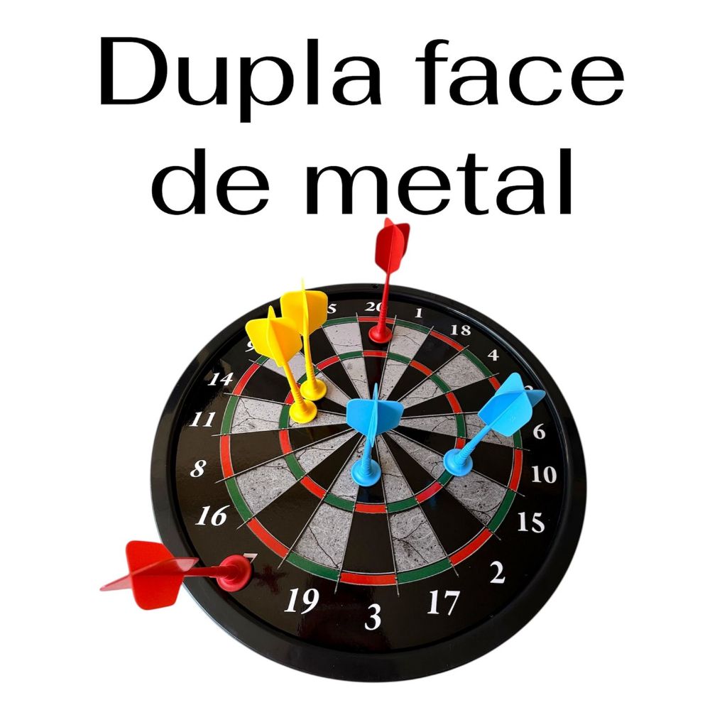Super Jogo De Dardos Dupla Face de Metal, Tiro Ao Alvo Dardos com Ponta Magnética, 6 dardos, 31cm