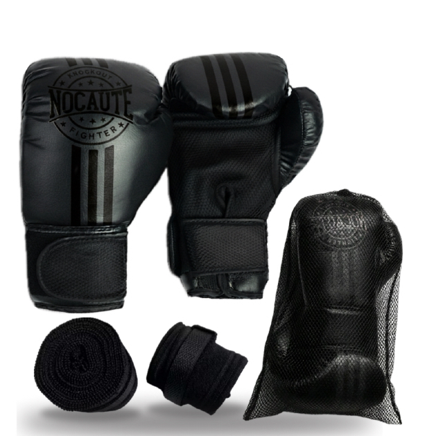 Luva De Boxe Muay Thai Kickboxing Treino Sparring+BRINDE 1 PAR DE BANDAGEM+SAQUiNHO Porta luva