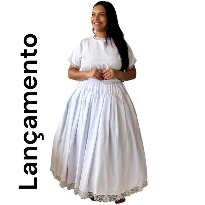 Conjunto Feminino Umbanda E Candomblé Saia E Camisu cód 08