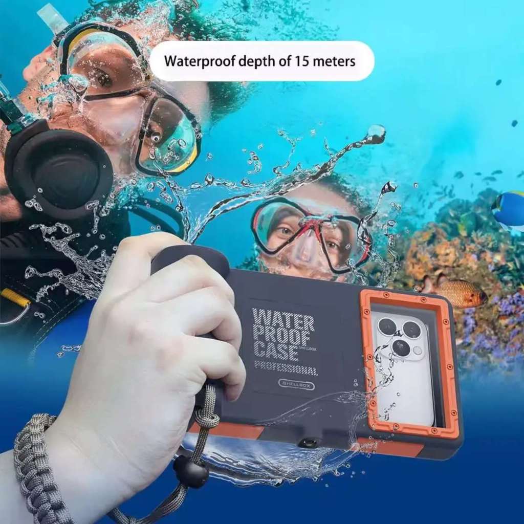 Capa Case Prova D’Água Shellbox 15M Mergulho Para Smartphone Ate 6.8 Polegados  SHELLBOX