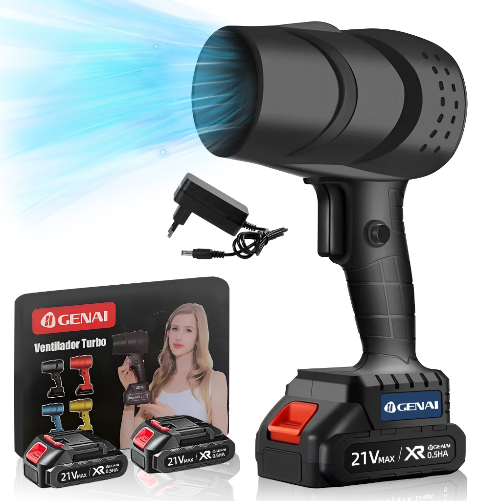 Soprador Turbo Portátil Recarregável 36V Com 2 Baterias Potente Soprador De Folhas Limpeza Geral