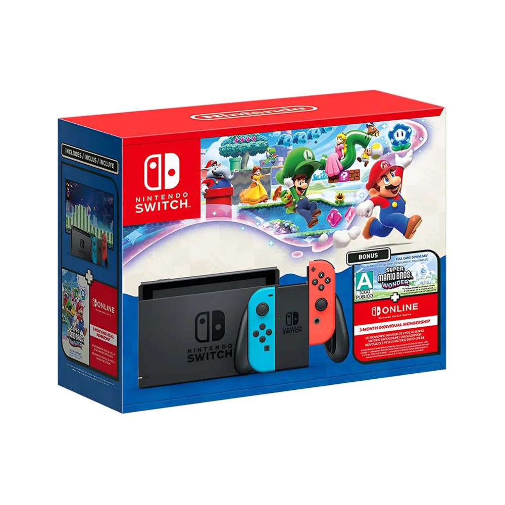 Bundle Nintendo Switch V2 + Super Mario Bros. Wonder + 3mo NSO - Novo lacrado