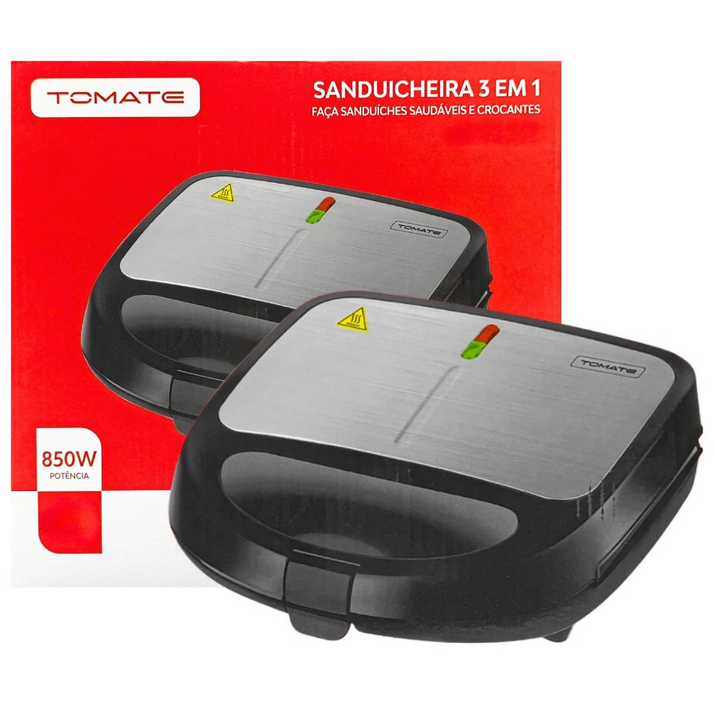 Sanduicheira 3 em 1 220V Prepara Sanduíche Waffle Donut Placas Antiaderentes Removíveis 850W