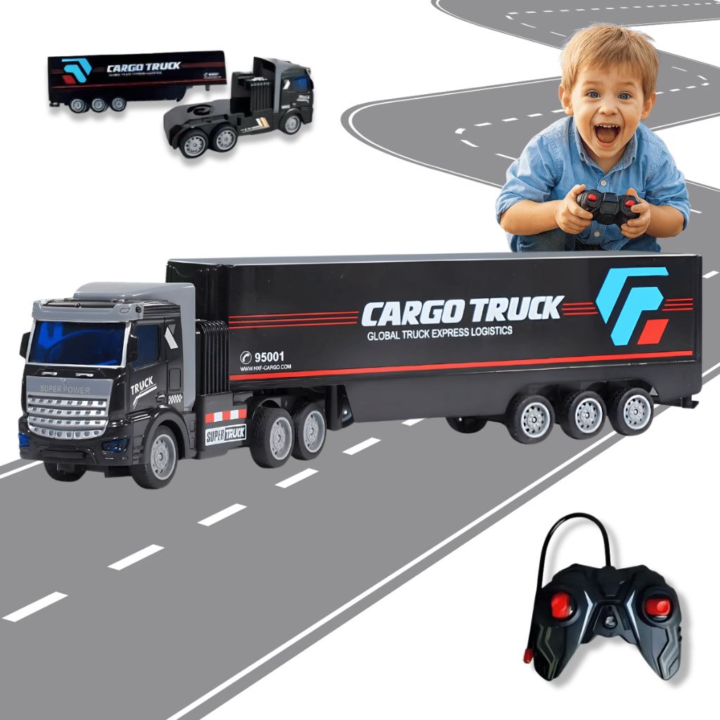 Caminhão De Controle Remoto Carreta Truck Grande Com Bateria Recarregável Presente Menino Kizumba