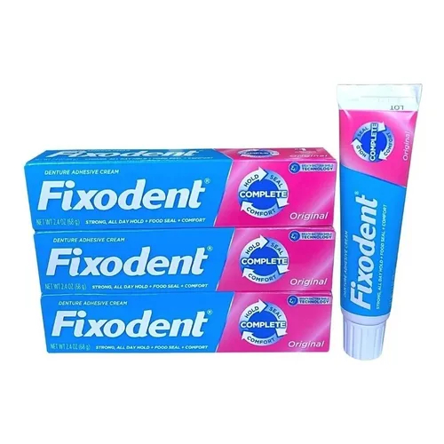 03 Tubos de Fixador de Prótese Fixodent 68gr Fixação Duradoura e Conforto