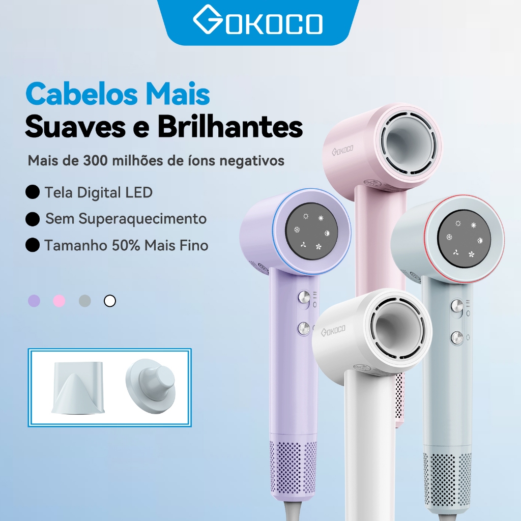 GOKOCO secador de cabelo de alta velocidade secador de cabelo de íon negativo secador de cabelo profissional cuidado de
