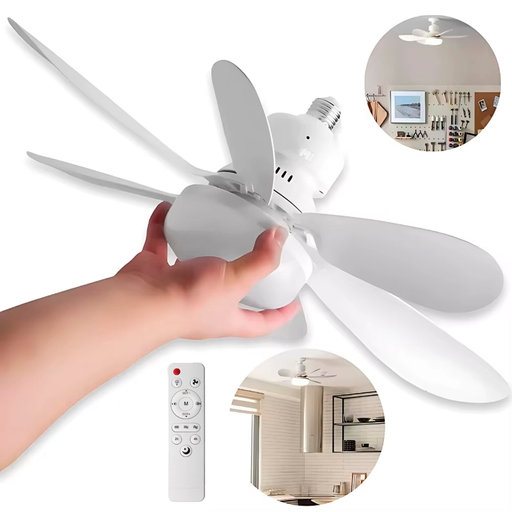 Ventilador de Teto 60w 80w Luz Led 3 Tipos de Luz C/ Controle Remoto Ventilador C/ 6 Hélices Bivolt