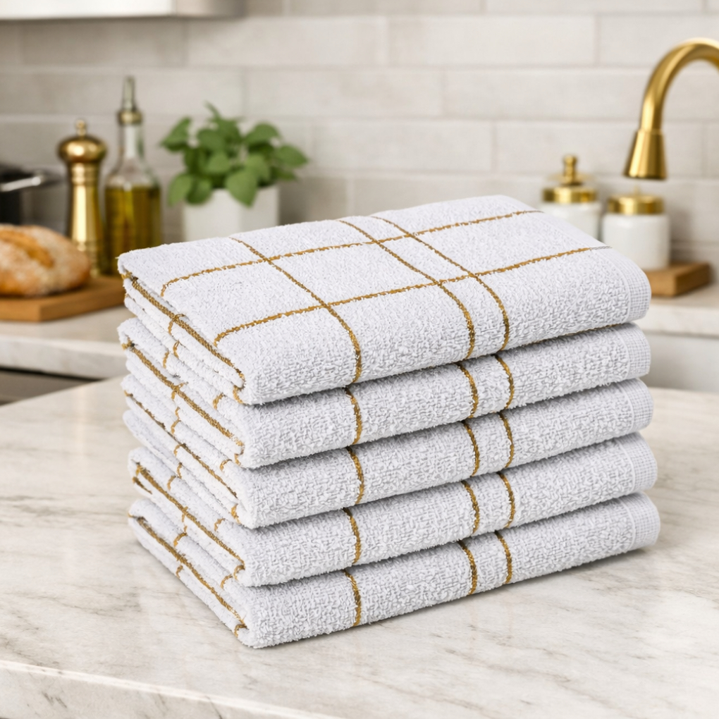 Kit 03 a 10 Toalha de Louça Pano de Prato Branco Xadrez Grande 100% Algodão Alta Absorção Laune Haus