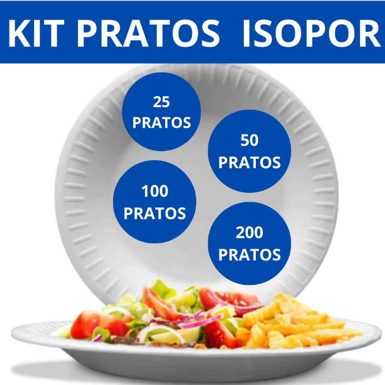 200 Pratos de Isopor 23cm Descartáveis – Festa, Refeição, Marmita , Churrasco , Aniversario Eventos