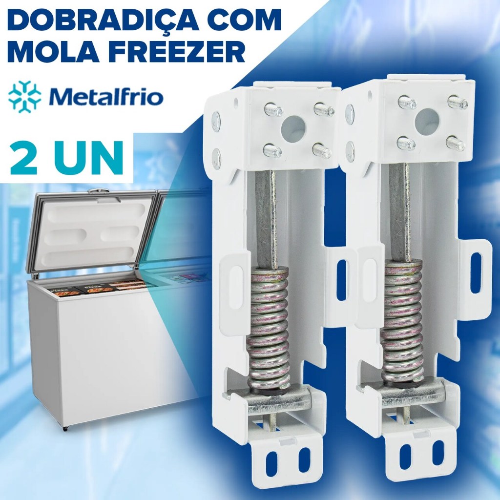 Kit 2 Dobradiça Com Mola Freezer Metalfrio 090239C017 Original Horizontal - DA400 DA420 DA170 DA550