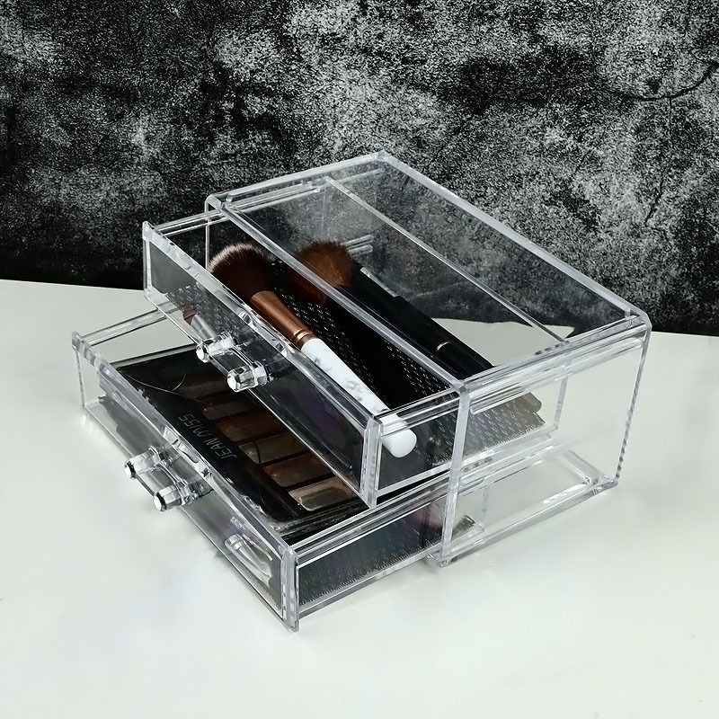 Organizador Pessoal Transparente De Maquiagem Acrílico Com 2 Gavetas Para Armazenar (1466)