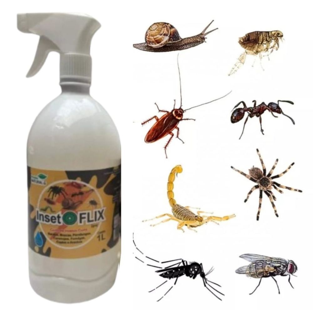 INSETOFLIX 1L – COMBATE TODOS INSETOS BARATAS FORMIGAS ARANHAS MOSCA! AÇÃO RÁPIDA! 100%NATURAL PODEROSO USO DOMÉSTICO